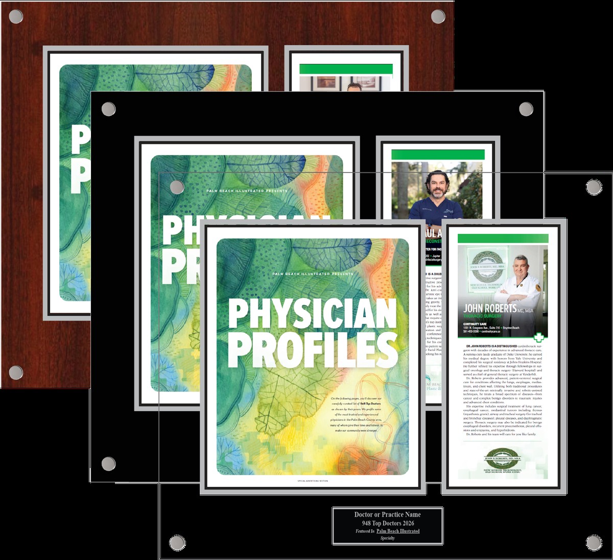 Palm Beach Illustrated Physician Profiles magazine spread featuring Dr. John R. Roberts